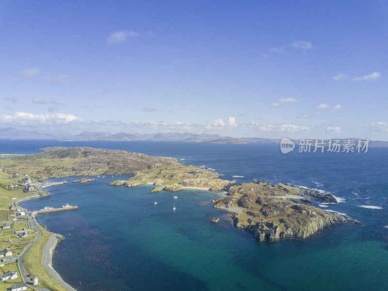 鸟瞰图的伊尼什伯芬岛，Co. Galway，爱尔兰。